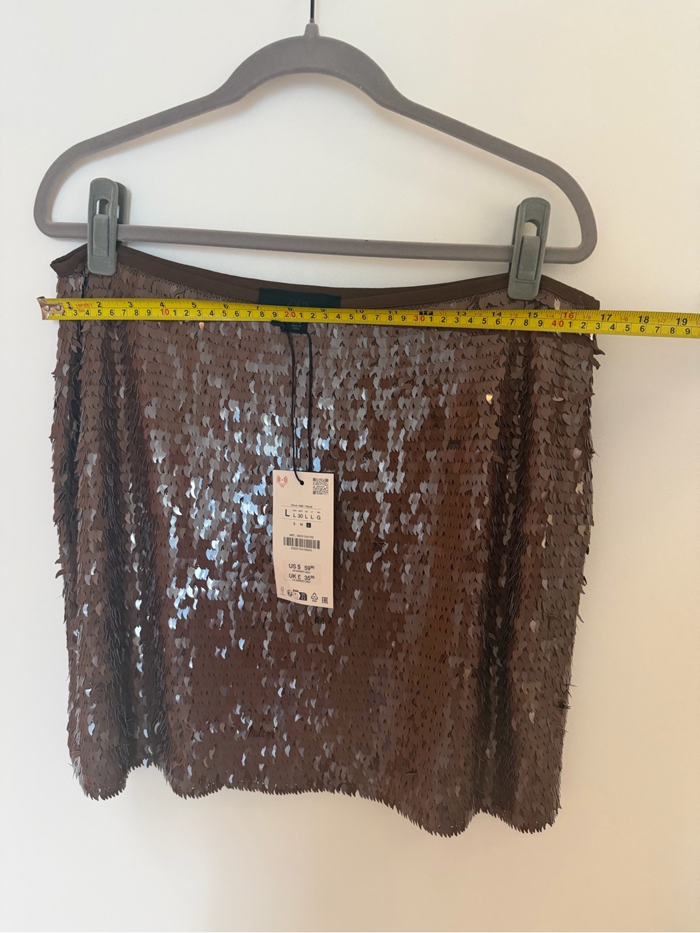 Zara Brown Sequin Mini Skirt - Picture 2 of 7
